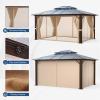 imageHardtop Gazebo 10FTx12FT Polycarbonate Double Top Canopy Aluminum Frame Permanent Pavilion with Curtains and Netting for Lawns Patios GardensPolycarbonate