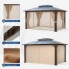 imageHardtop Gazebo 10FTx12FT Polycarbonate Double Top Canopy Aluminum Frame Permanent Pavilion with Curtains and Netting for Lawns Patios GardensPolycarbonate