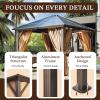 imageHardtop Gazebo 10FTx12FT Polycarbonate Double Top Canopy Aluminum Frame Permanent Pavilion with Curtains and Netting for Lawns Patios GardensPolycarbonate