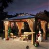 imageHardtop Gazebo 10FTx12FT Polycarbonate Double Top Canopy Aluminum Frame Permanent Pavilion with Curtains and Netting for Lawns Patios GardensPolycarbonate