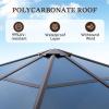 imageHardtop Gazebo 10FTx12FT Polycarbonate Double Top Canopy Aluminum Frame Permanent Pavilion with Curtains and Netting for Lawns Patios GardensPolycarbonate