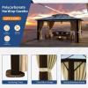 imageHardtop Gazebo 10FTx12FT Polycarbonate Double Top Canopy Aluminum Frame Permanent Pavilion with Curtains and Netting for Lawns Patios GardensPolycarbonate