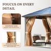 imageHardtop Gazebo 10FTx12FT Polycarbonate Double Top Canopy Aluminum Frame Permanent Pavilion with Curtains and Netting for Lawns Patios GardensPolycarbonate