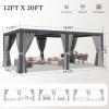 imageLouvered Pergola 12ft x 20ft Outdoor Aluminum Pergola with Adjustable Top for Decks Gardens and Backyards Gray12x20