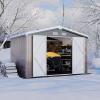 image76x97 Metal Garden Shed for Outdoor Storage Outdoor Tool Storage Shed Tool and Lawn Mower Shelter with Lockable Door for Secure Backyard Organization