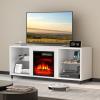 imageElectric Fireplace TV Stand with Storage Cabinet Table Fireplace TV Stand with Adjustable Glass Shelves for TVs up to 65quotWhite
