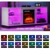 imageElectric Fireplace TV Stand with Storage Cabinet Table Fireplace TV Stand with Adjustable Glass Shelves for TVs up to 65quotWhite