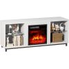 imageElectric Fireplace TV Stand with Storage Cabinet Table Fireplace TV Stand with Adjustable Glass Shelves for TVs up to 65quotWhite