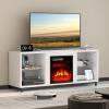 imageElectric Fireplace TV Stand with Storage Cabinet Table Fireplace TV Stand with Adjustable Glass Shelves for TVs up to 65quotWhite