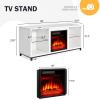 imageElectric Fireplace TV Stand with Storage Cabinet Table Fireplace TV Stand with Adjustable Glass Shelves for TVs up to 65quotWhite