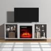 imageElectric Fireplace TV Stand with Storage Cabinet Table Fireplace TV Stand with Adjustable Glass Shelves for TVs up to 65quotWhite
