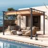 image10x10 Outdoor Pergola Metal Patio Pergola with Shade Cover Upgraded Canopy Adjustable Roof for Garden and Backyard10x 12