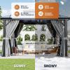 image12x20 Hardtop Gazebo Outdoor Polycarbonate Double Top Canopy Aluminum Frame Permanent Pavilion with Netting and Curtains Sunshade for Patio Garden LawnsGray