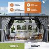 image12x20 Hardtop Gazebo Outdoor Polycarbonate Double Top Canopy Aluminum Frame Permanent Pavilion with Netting and Curtains Sunshade for Patio Garden LawnsGray