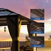 image12x20 Hardtop Gazebo Outdoor Polycarbonate Double Top Canopy Aluminum Frame Permanent Pavilion with Netting and Curtains Sunshade for Patio Garden LawnsBrown