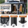 image12x20 Hardtop Gazebo Outdoor Polycarbonate Double Top Canopy Aluminum Frame Permanent Pavilion with Netting and Curtains Sunshade for Patio Garden LawnsGray