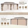 image12x20 Hardtop Gazebo Outdoor Polycarbonate Double Top Canopy Aluminum Frame Permanent Pavilion with Netting and Curtains Sunshade for Patio Garden Lawns12x20Brown Polycarbonate Roof