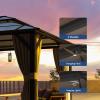 image12x20 Hardtop Gazebo Outdoor Polycarbonate Double Top Canopy Aluminum Frame Permanent Pavilion with Netting and Curtains Sunshade for Patio Garden LawnsBrown