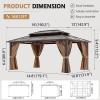 image:image12x16 Hardtop Gazebo Outdoor Polycarbonate Double Top Canopy Aluminum Frame Permanent Pavilion with Netting and Curtains Sunshade for Patio Garden Lawns