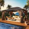 image:image12x16 Hardtop Gazebo Outdoor Polycarbonate Double Top Canopy Aluminum Frame Permanent Pavilion with Netting and Curtains Sunshade for Patio Garden Lawns