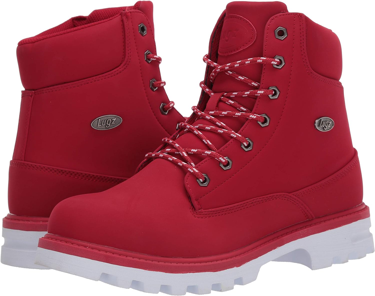 Lugz Mens Empire Hi Lace Up Casual Boots Ankle Beige Mars Red White 