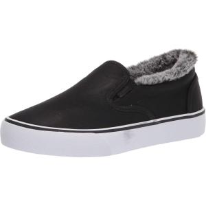 imageLugz Womens Clipper LX Faux Fur Classic Slipon SneakerBlackWhite