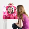 imagePlay22 Pretend Play Girls Vanity Set with Mirror and Stool 21 PCS  Kids Makeup Vanity Table Set with Lights and Sounds  Includes Fashion Hair ampamp Makeup Accessories