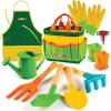 imagePlay22 Kids Gardening Tool Set 12 PCS  Kids Gardening Tools Shovel Rake Fork Trowel Apron Gloves Watering Can and Tote Bag Toddler Gardening Tools for Kids Best Outdoor Toys Gift for Boys and Girls