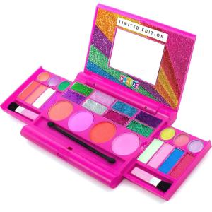 imagePlay22 Real Washable Kids Makeup Palette For Girl  My First Princess Make Up Set Include 4 Blushes 8 Eyeshadows 6 Lip Glosses 8 Glitter Glaze Mirror Brushes Eyeshadow Wand  Best Gift