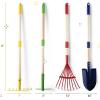 imagePlay22 Kids Garden Tool Set Toy 4Piece  Shovel Rake Hoe Leaf Rake Wooden Gardening Tools for Kids Best Outdoor Toys Gift for Boys and Girls