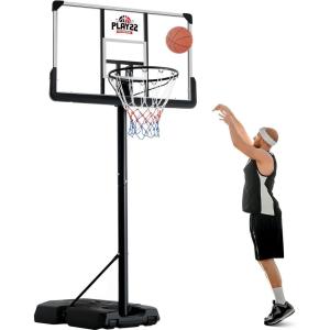 imagePortable Basketball Hoop 10 ft Adjustable  44in Shatterproof Backboard  Basketball Goal System 810 ft Adjustable Basketball Hoop for KidsAdults Indoor Outdoor Weatherproof Fillable Base