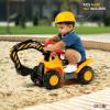 imagePlay22 Toy Tractors for Kids Ride On Excavator  Music Sounds Digger Scooter Bulldozer Includes Helmet with Rocks  Pretend Play  Toddler Construction Truck
