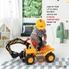 imagePlay22 Toy Tractors for Kids Ride On Excavator  Music Sounds Digger Scooter Bulldozer Includes Helmet with Rocks  Pretend Play  Toddler Construction Truck