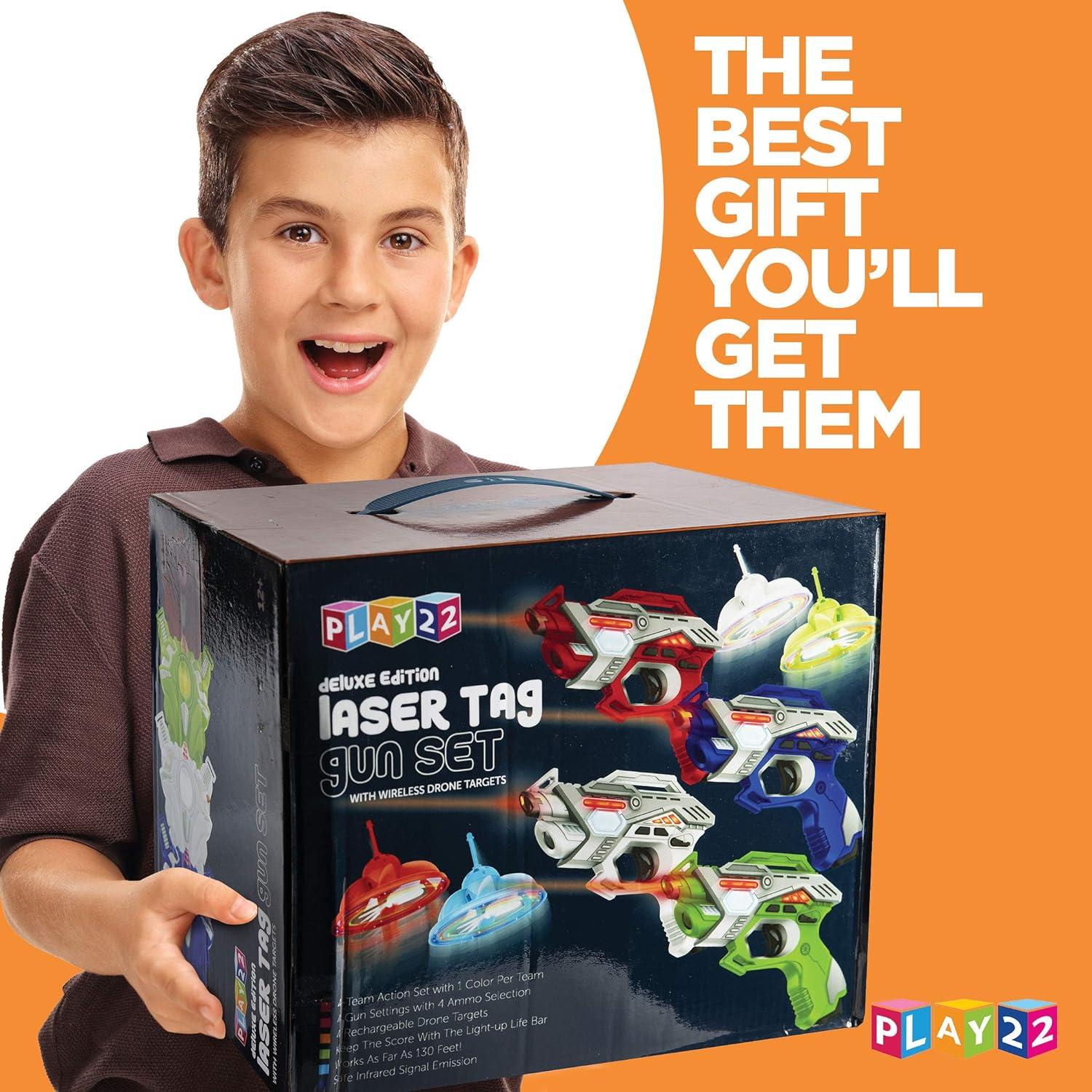 imageLaser Tag Guns Set with Vest and Drone  Infrared Laser Tag Guns Set 4 Guns 4 Vests and 4 Drones  Lazer Tag Gun Game for Indoor Outdoor  Best Gift Boys Girls  Play22