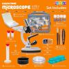 imageKids Microscope Kit 50 PCS  120X  1200X Microscope Slides Specimens  Student Beginner Metal Body Toy Microscope for Kids in A Carrying Box  Educational Science Lab Toy Best Gift  Play22