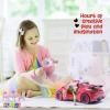 imagePlay22 Pink Car Convertible 2Seater Vehicle Doll Accessories with Lights and Sounds 10 Pc  Car for Dolls Toy Car Includes Doll Helicopter 2 Figurines and Dining Table Set  Great Toddler Gift