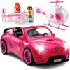 imagePlay22 Pink Car Convertible 2Seater Vehicle Doll Accessories with Lights and Sounds 10 Pc  Car for Dolls Toy Car Includes Doll Helicopter 2 Figurines and Dining Table Set  Great Toddler Gift