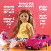 imagePlay22 Pink Car Convertible 2Seater Vehicle Doll Accessories with Lights and Sounds 10 Pc  Car for Dolls Toy Car Includes Doll Helicopter 2 Figurines and Dining Table Set  Great Toddler Gift
