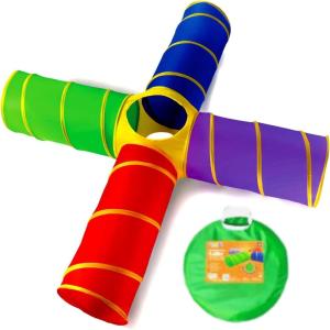 imagePlay22 4Way Play Tunnel For Kids To Crawl Through 8 Feet  Kids Play Tunnels For Toddlers IndoorOutdoor Fun For Kids Dogs Tunnel Ball Pit  Kids Pop Up Play Tent Tunnel Foldable Into A Carrying Bag