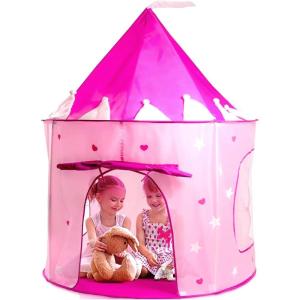 imagePlay22 Play Tent Princess Castle Pink  Features Glow in The Dark Stars  Portable  Kids Pop Up Tent Foldable Into A Carrying Bag  Indoor and Outdoor Use  OriginalPink
