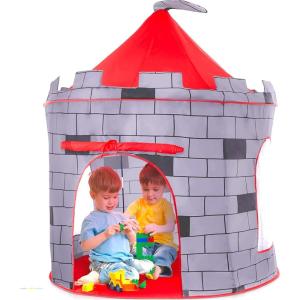 imagePlay22 Play Tent Princess Castle Pink  Features Glow in The Dark Stars  Portable  Kids Pop Up Tent Foldable Into A Carrying Bag  Indoor and Outdoor Use  OriginalGray  Red