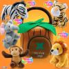 imagePlay22 6Piece Plush Talking Jungle Animals Set with Carrier for Kids Babies ampamp Toddlers  Elephant Tiger Lion Zebra Monkey