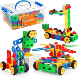 imagePlay22 100Pc Building Blocks for Toddlers Stem Toys  Building Take Apart Toys for Boys and Girls Ages 3 4 5 6 7 8 9 10  Educational Toys Set with Nice Storage Box