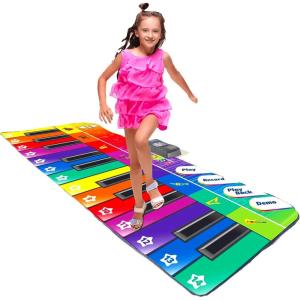 imagePlay22 6 ft Floor Piano Mat for Toddlers  Giant Piano Playmat 24 Keys 8 Musical Instruments Adjustable Vol Built in Songs Record ampamp Playback  Best Musical Toy Gift for Boys ampamp Girls Ages 310