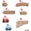 imagePlay22 Wooden Train Tracks  52 PCS  2 Bonus Car Toy Trains  for Kids is Compatible with Thomas Wooden Railway Systems and All Major Brands  Original