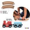 imagePlay22 Wooden Train Tracks  52 PCS  2 Bonus Car Toy Trains  for Kids is Compatible with Thomas Wooden Railway Systems and All Major Brands  Original