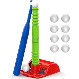 imagePlay22 T Ball Set for Toddlers  Tball Set for Kids 35 8 Large Balls 23quot Batting Tee  Kids Baseball Bat Tee  Wiffle Ball Toddler Outdoor Toys Play Equipment Gifts for 4 Year Old Boys and Girls