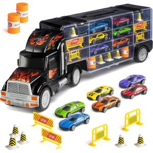 imagePlay22 Semi Truck Toys for Boys Ages 35  17 in 1 Kids Toys Truck Transport Car Carrier with 6 Cars 11 Accessories Birthday Gifts Toys for 3 Year Old Boys Toddler Boy Toys