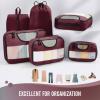image6 Set Packing Cubes for Suitcases Travel Organizer Bags for Carry on Luggage Veken Suitcase Organizer Bags Set for Travel Essentials Travel Accessories in 4 SizesExtra Large Large Medium Small12Wine Red