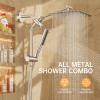 imageVeken 10quot All Metal Shower Heads with Handheld Spray ComboampampPower Wash High Pressure Square Rain Shower Head with WandampampExtension Arm Wide Adjustable Rainfall Showerhead with Slide Bar Matte BlackSilver